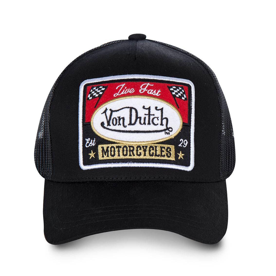 Von Dutch Trucker Cap Noir — Patch Live Fast Motorcycles