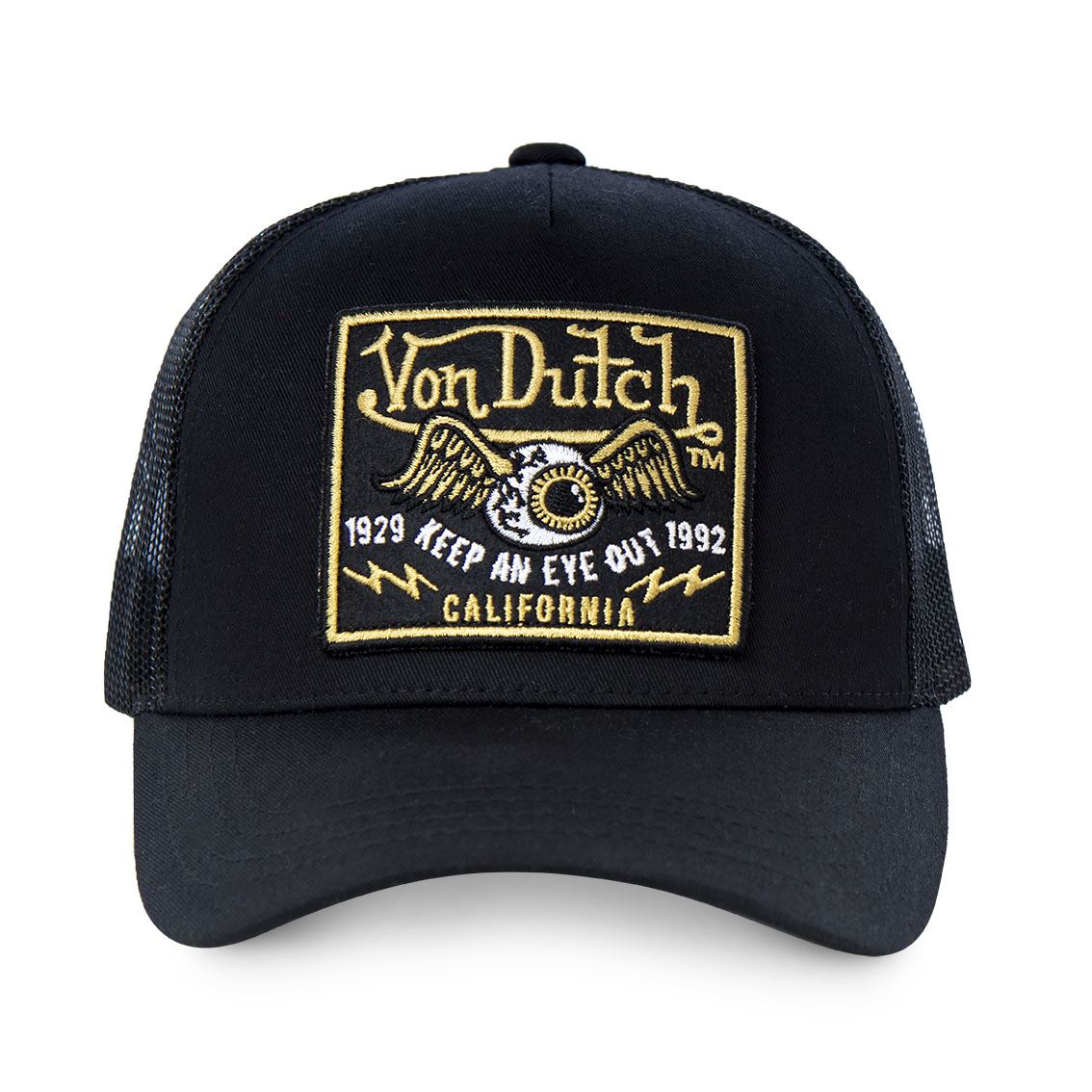 Von Dutch Trucker Cap Noir — Patch Keep An Eye Out California 1929