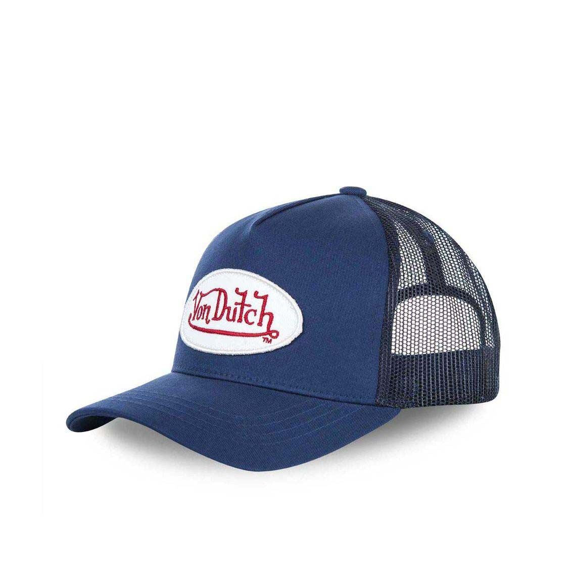 Von Dutch Trucker Cap Marine — Patch Oval Logo Rouge & Blanc