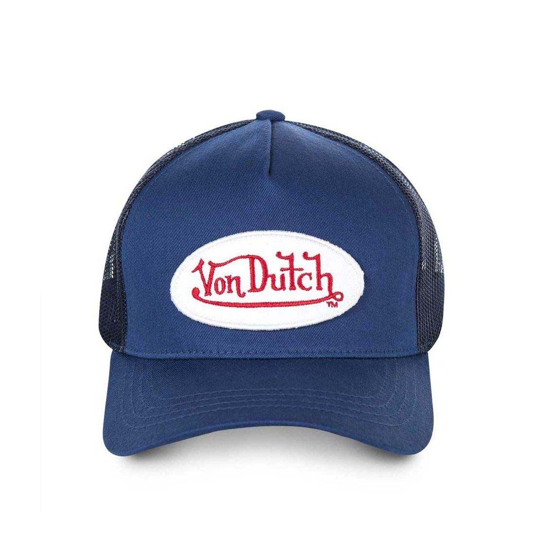Von Dutch Trucker Cap Marine — Patch Oval Logo Rouge & Blanc