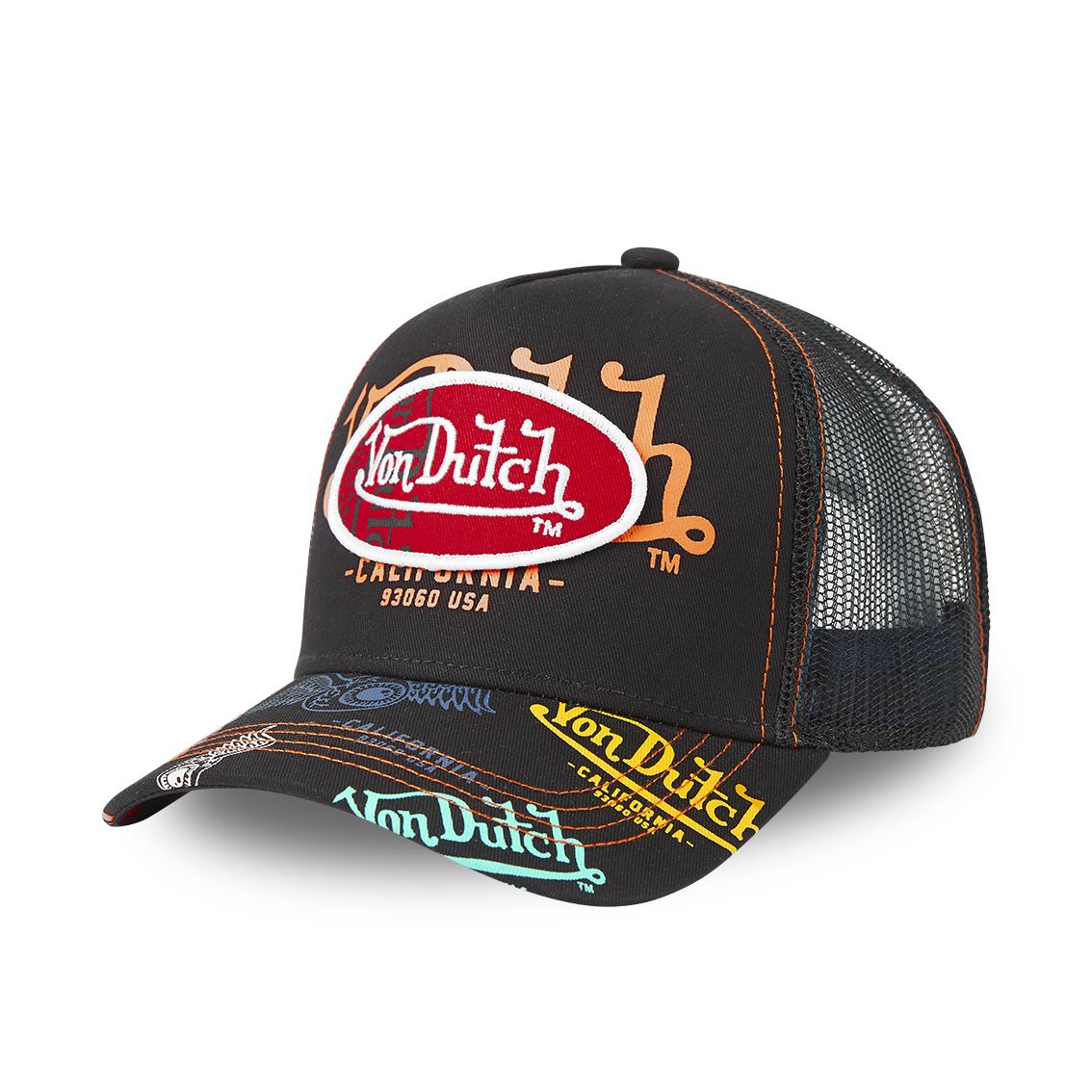 Von Dutch Trucker Cap Noir — All Over Print California 93060 USA