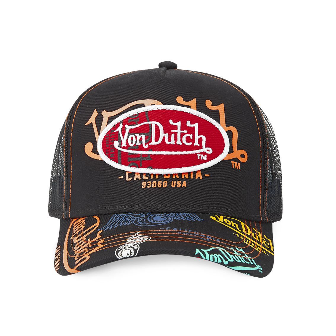 Von Dutch Trucker Cap Noir — All Over Print California 93060 USA