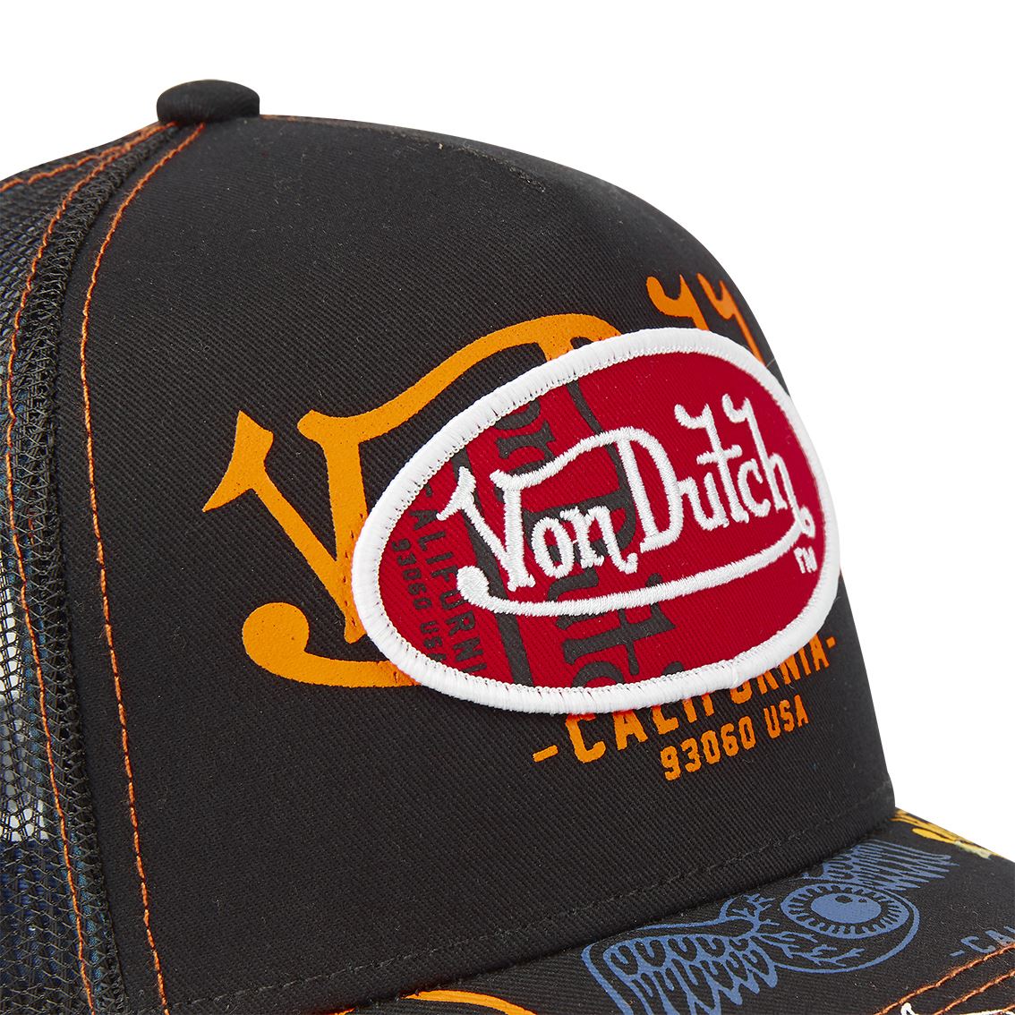 Von Dutch Trucker Cap Noir — All Over Print California 93060 USA
