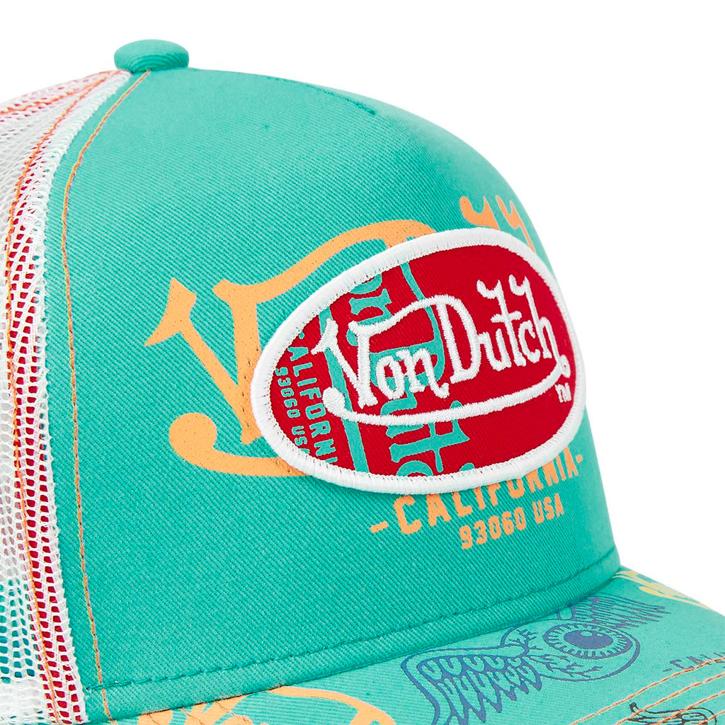 Von Dutch Trucker Cap Menthe — All Over Print California 93060 USA