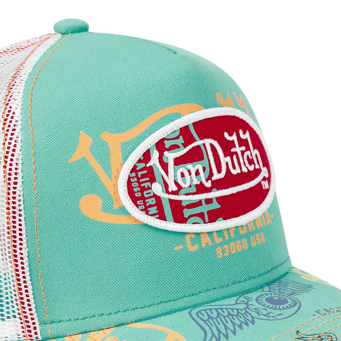 Von Dutch Trucker Cap Menthe — All Over Print California 93060 USA