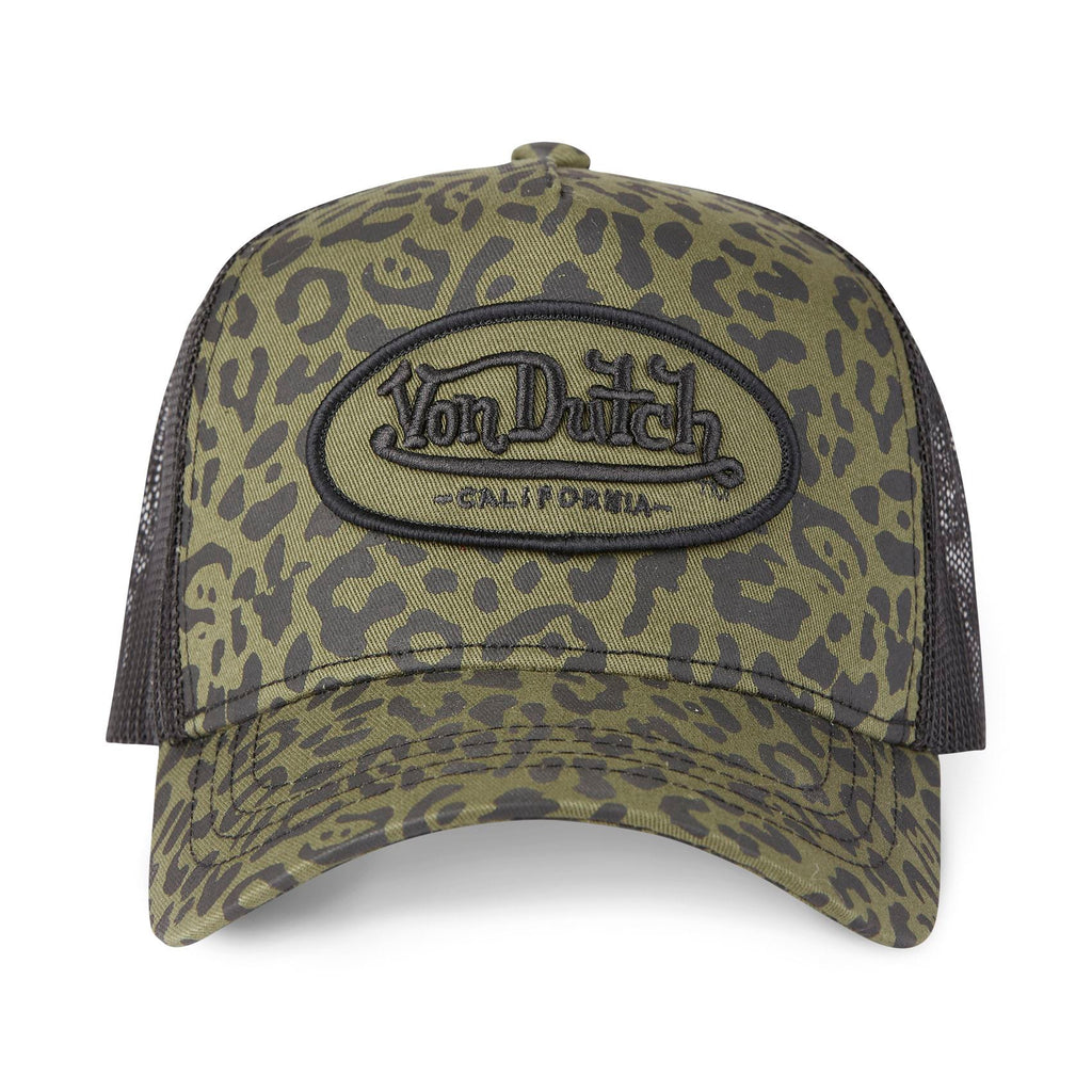 Von Dutch Trucker Cap Léopard Kaki — Patch Oval California