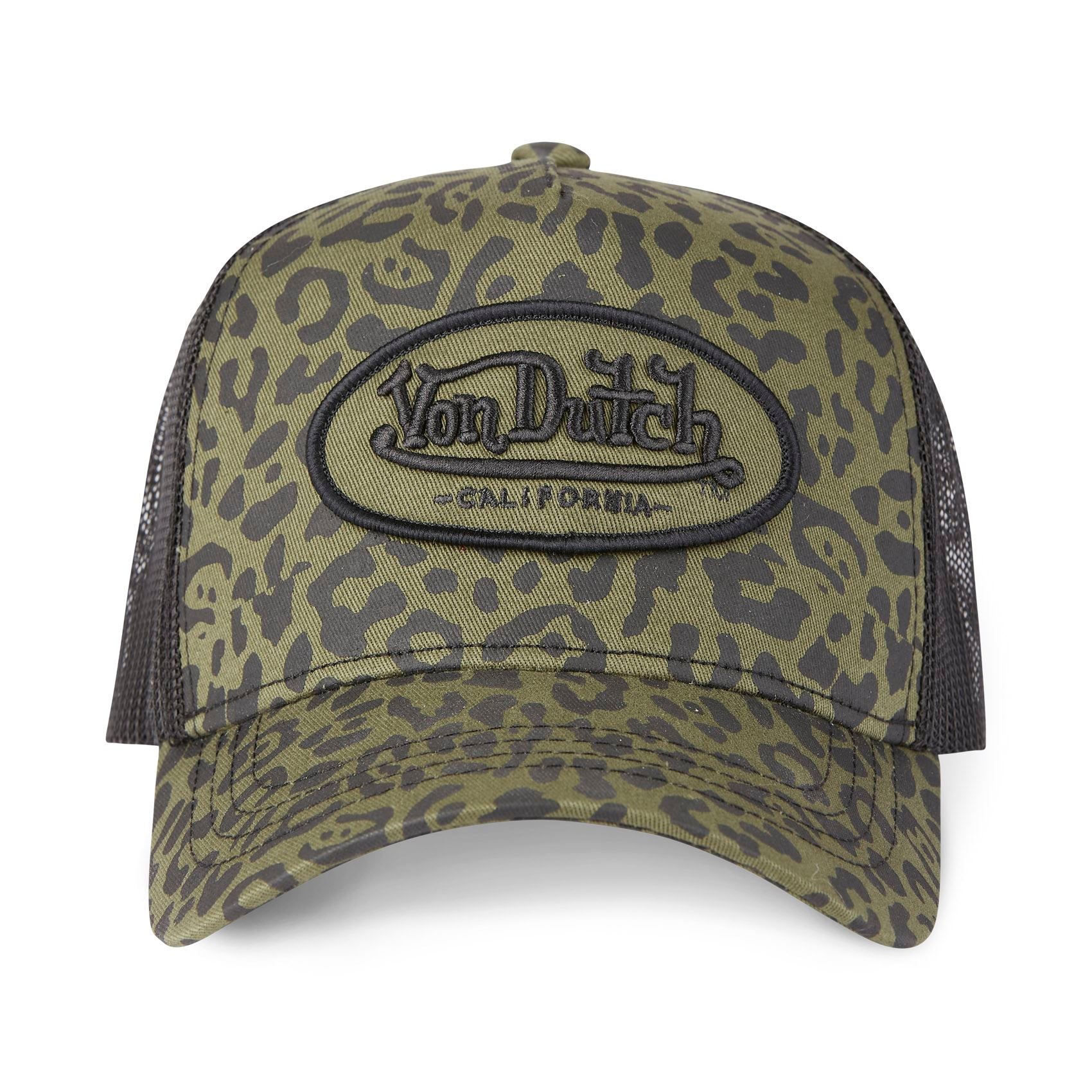 Von Dutch Trucker Cap Léopard Kaki — Patch Oval California