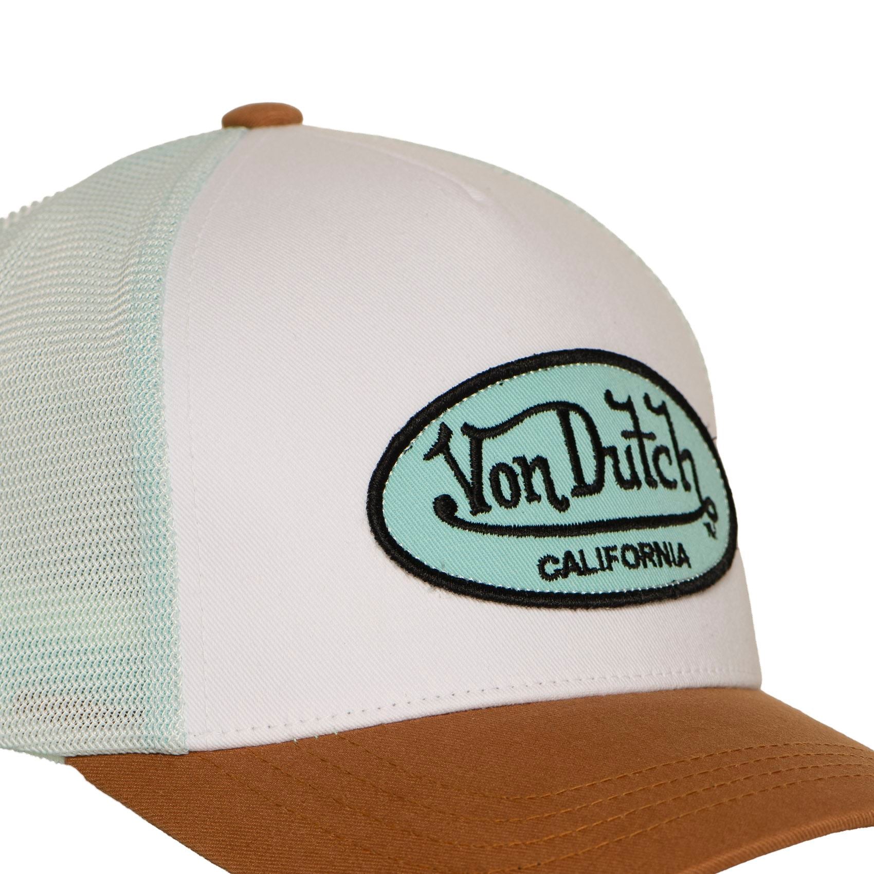 Von Dutch Trucker Cap Blanc/Camel — Patch Oval Menthe California