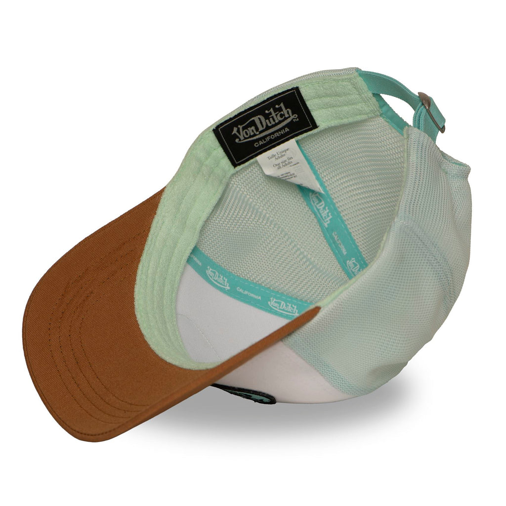 Von Dutch Trucker Cap Blanc/Camel — Patch Oval Menthe California