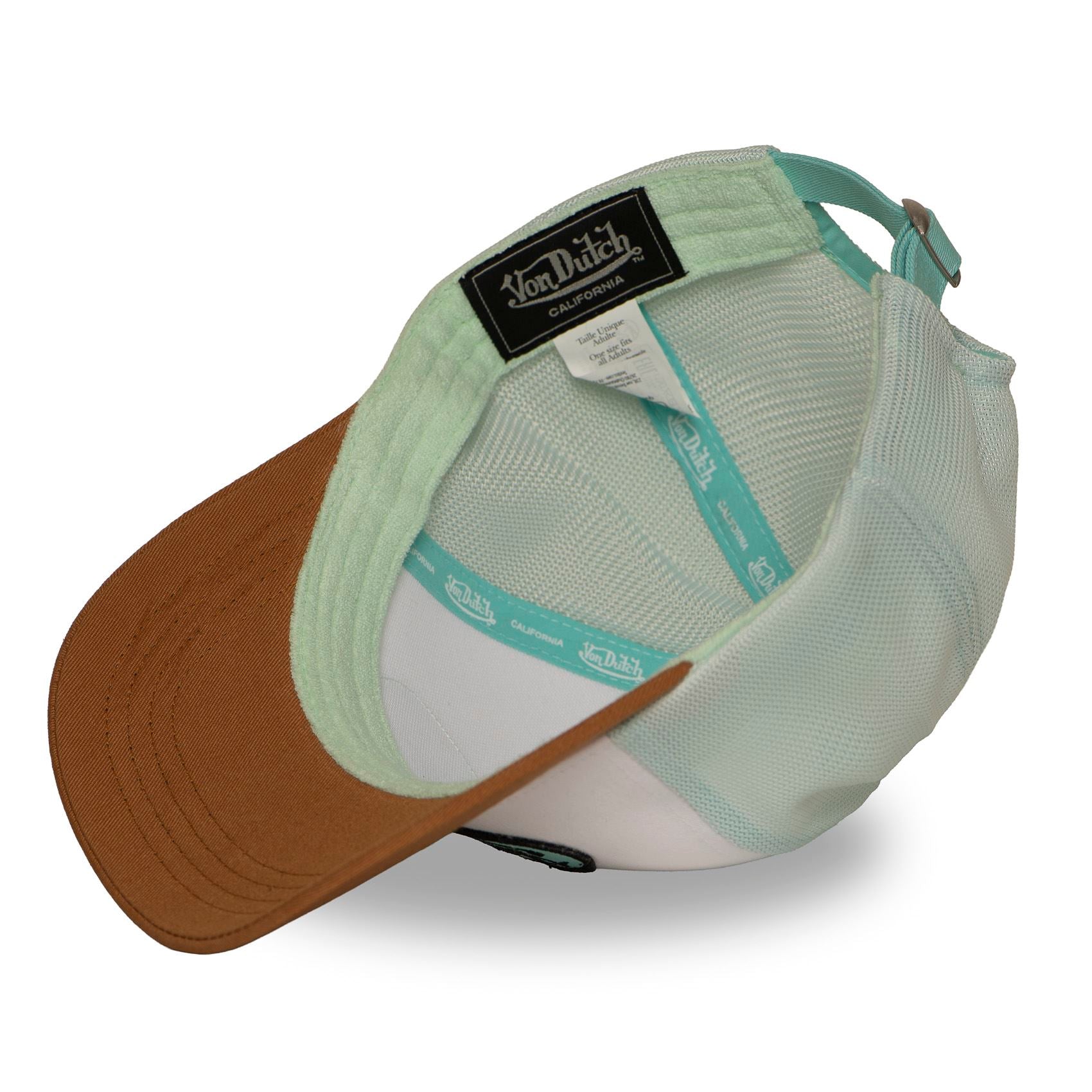 Von Dutch Trucker Cap Blanc/Camel — Patch Oval Menthe California