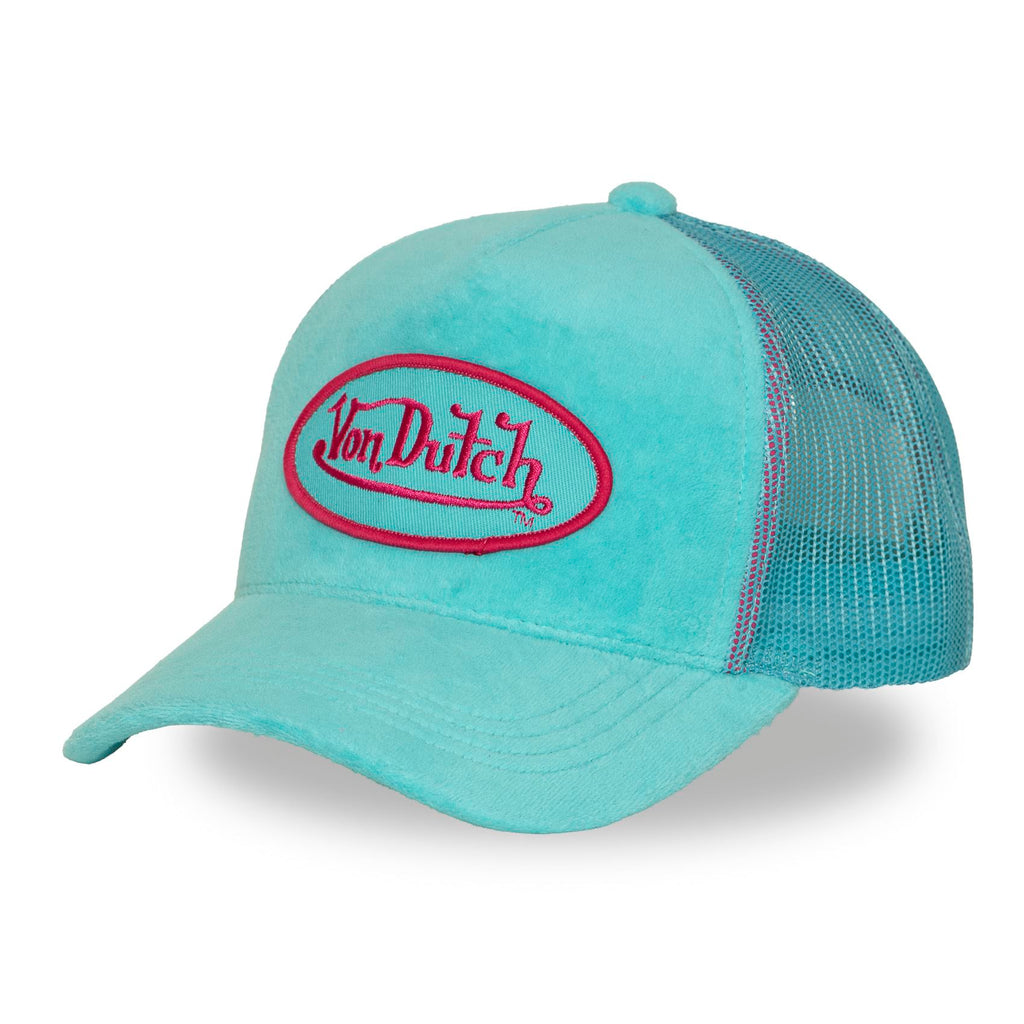 Von Dutch Trucker Cap Turquoise — Patch Oval Fuchsia