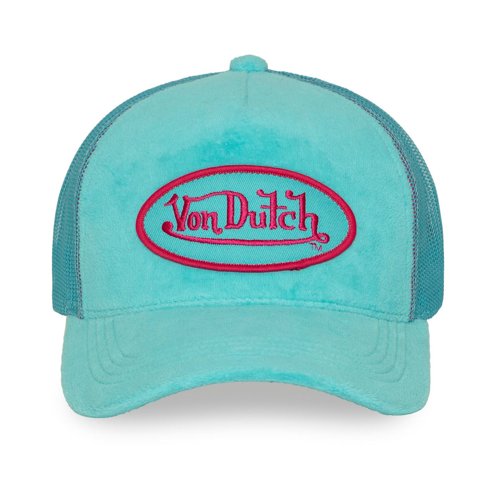 Von Dutch Trucker Cap Turquoise — Patch Oval Fuchsia