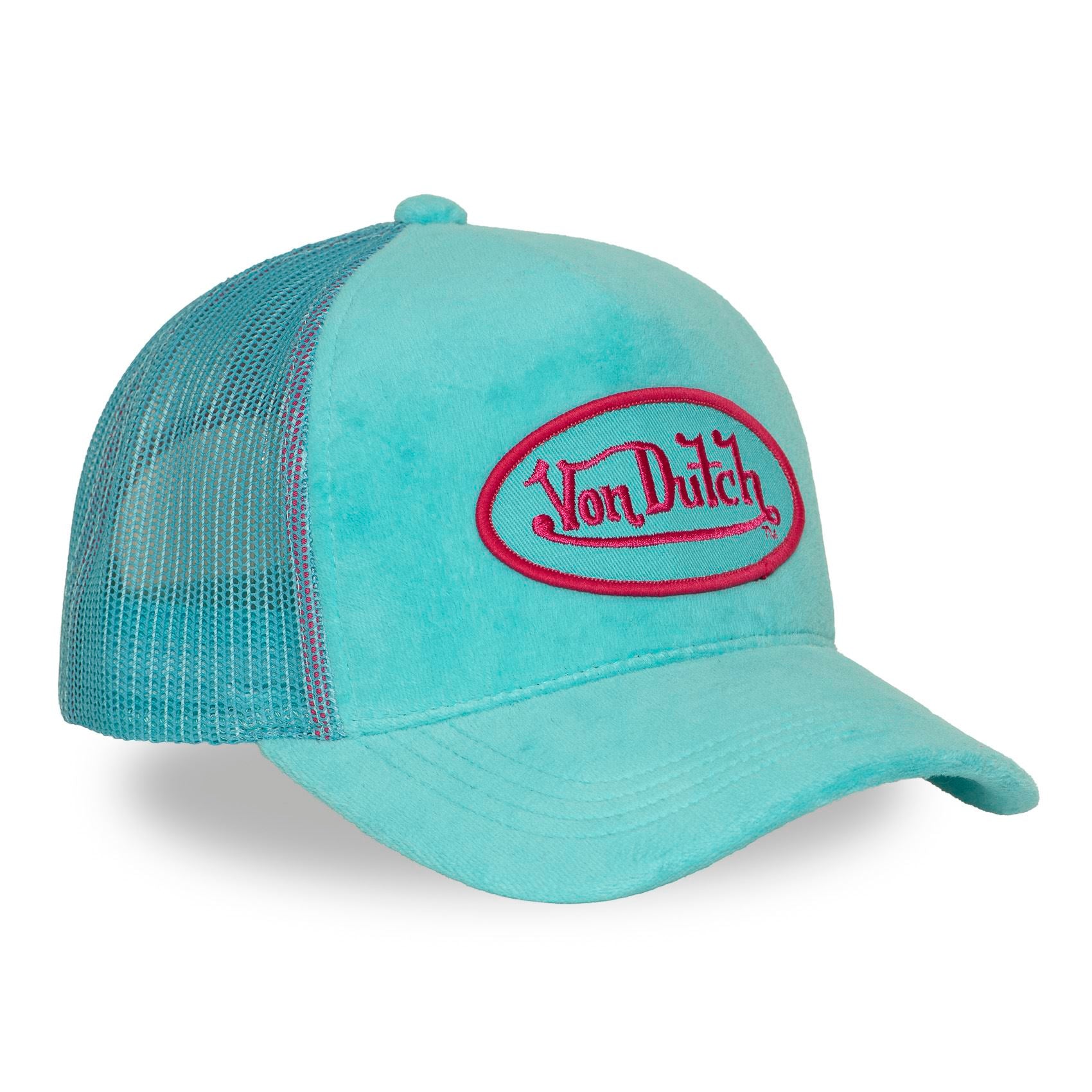 Von Dutch Trucker Cap Turquoise — Patch Oval Fuchsia